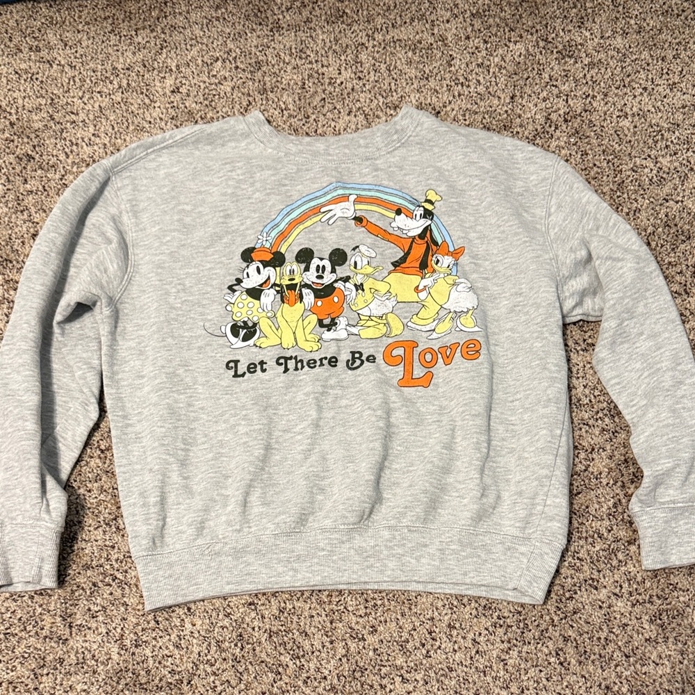 Disney Gray Sweatshirt with Colorful Characters